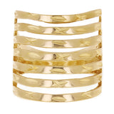 14k Yellow Gold High Polished Diamond Cut 7 Layered Ring Size 9 7grams