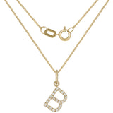 14k Yellow Gold Diamond Initial Letter B Charm Pendant Necklace 18" - Letter B,Yellow