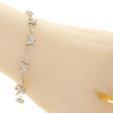 10k White Gold Diamond Accent Fluttering Butterfly Bar Link Tennis Bracelet