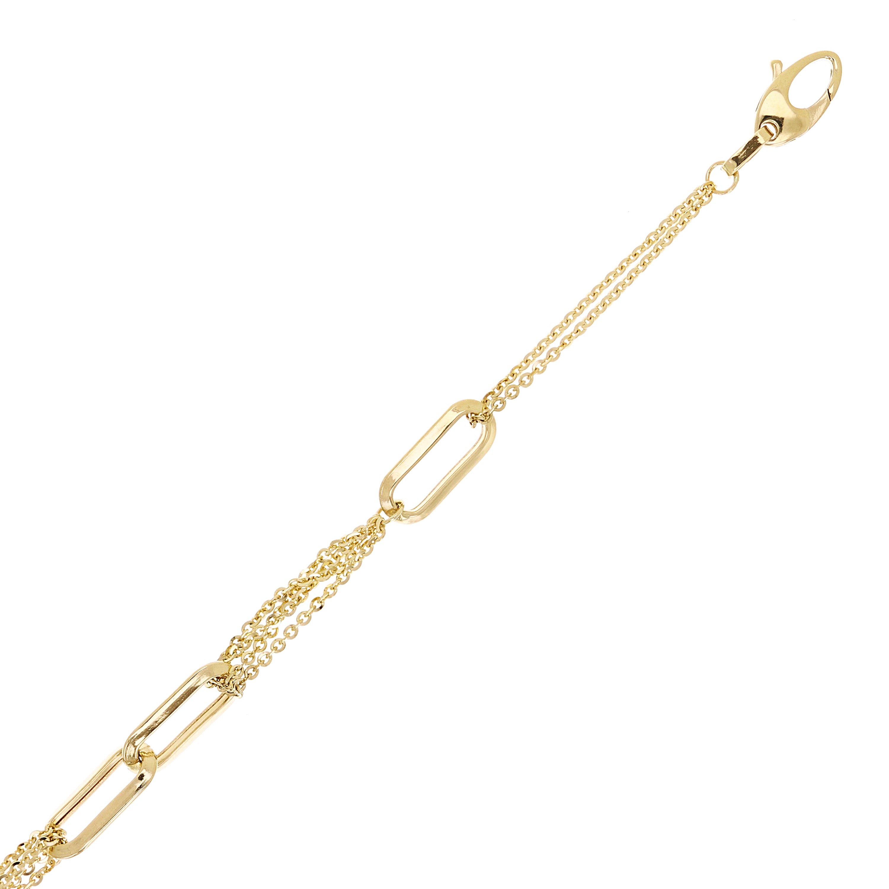 Italian 14k Yellow Gold Rolo & Paper Clip Link Bracelet 7.5" 6.2mm 3.7 grams