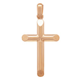 14k Rose Gold Solid High Polish Cross Religious Charm Pendant 1.8" 7.7 grams - Rose