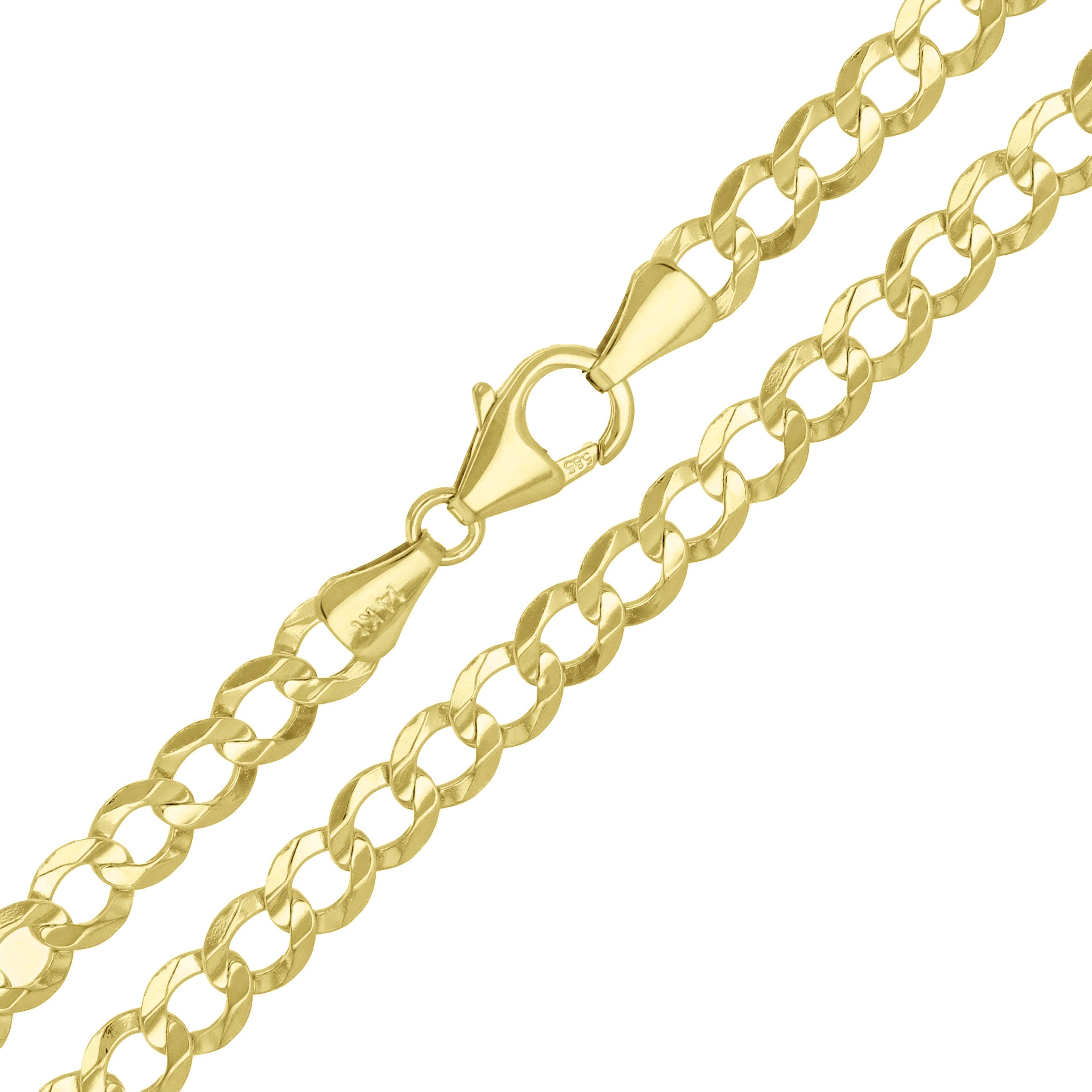Italian 14k Yellow Gold Solid Curb Link Chain Necklace 4.6mm 18" 10 grams - 18" 9.9 grams