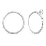 Italian 14k Yellow or White Gold Diamond-Cut Eternity Circle Hoop Stud Earrings