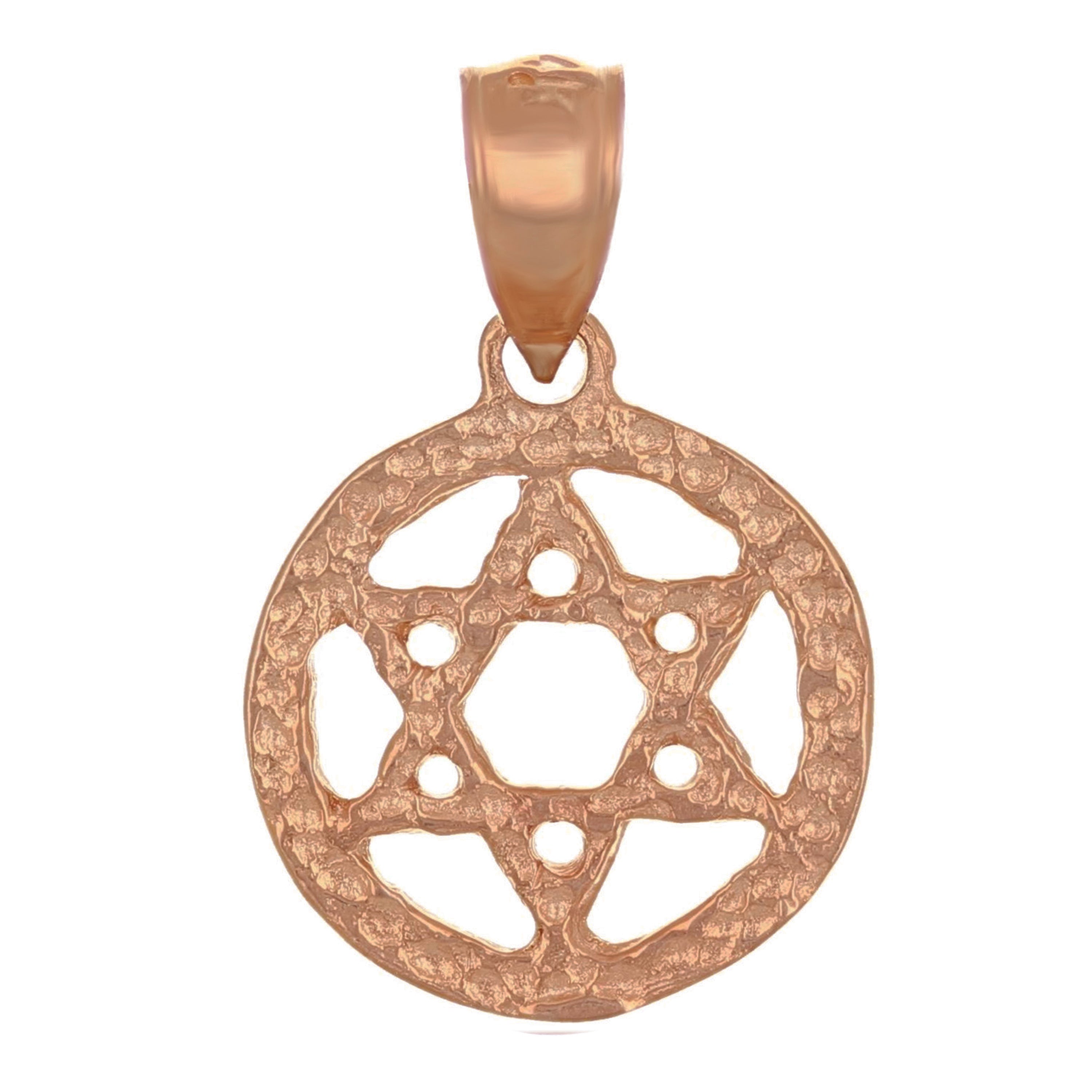 14k Rose Gold Solid Jewish Star of David Charm Pendant 1.2g - Rose