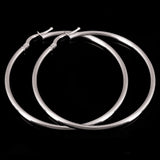 Italian 14k White Gold High Polished Plain 2mm Hollow Hoop Earrings 2" 2.9 grams - White,Size 2" 2.9 grams