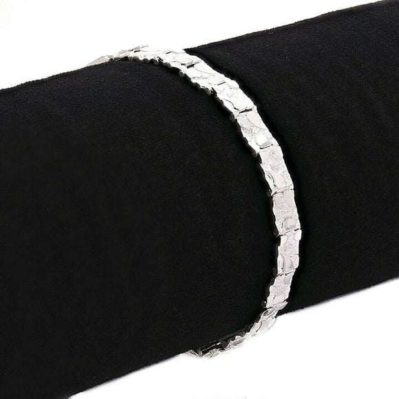 925 Sterling Silver Solid Nugget Bracelet Adjustable 9