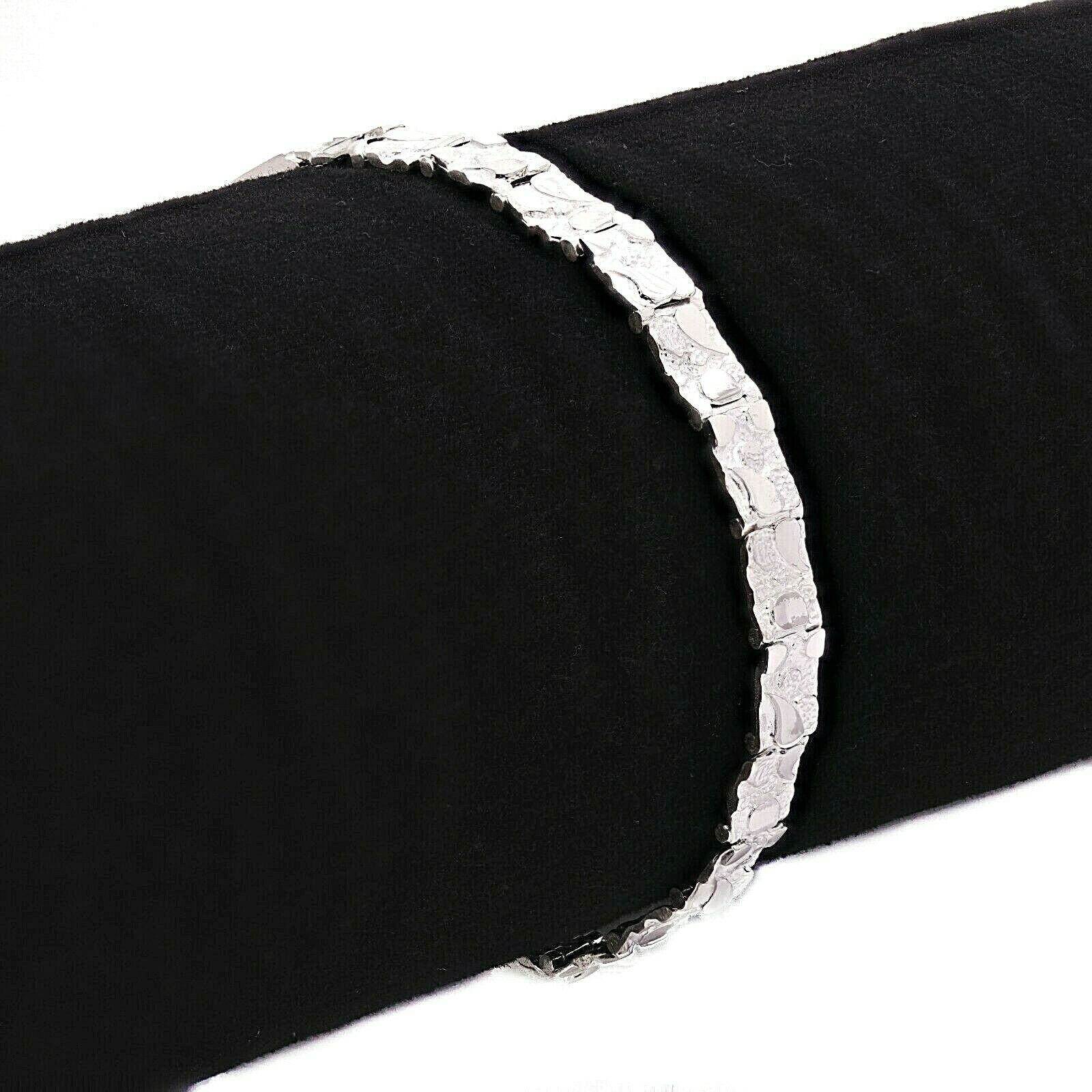 925 Sterling Silver Solid Nugget Bracelet Adjustable 8" 6.75mm 14 grams