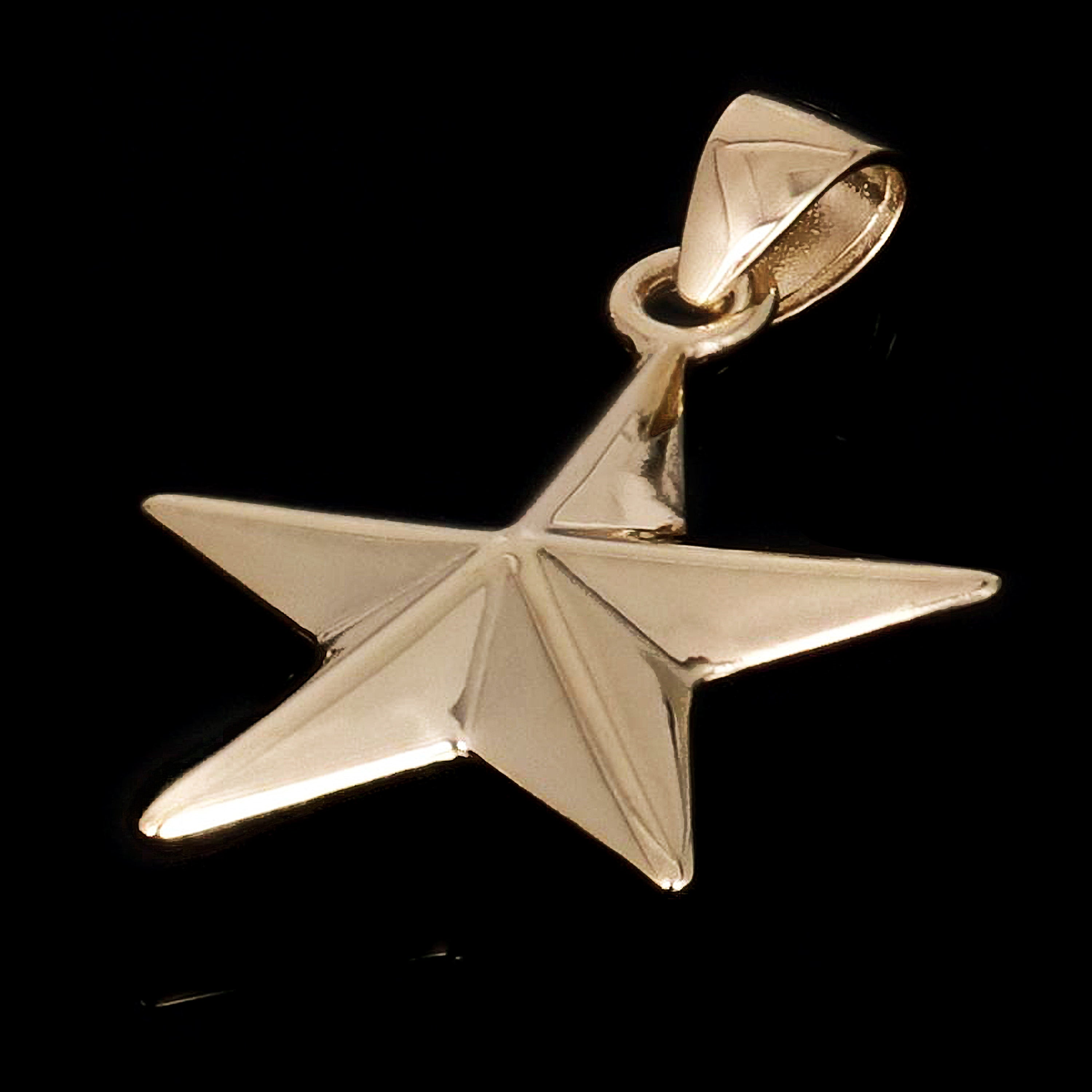 Italian 14k Yellow Gold 3D STAR Charm Pendant  22.6mm x 16.9mm 0.9 gram - Big