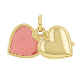 14k Yellow Gold Heart Shaped Locket Leaf Design Pendant - Leaf
