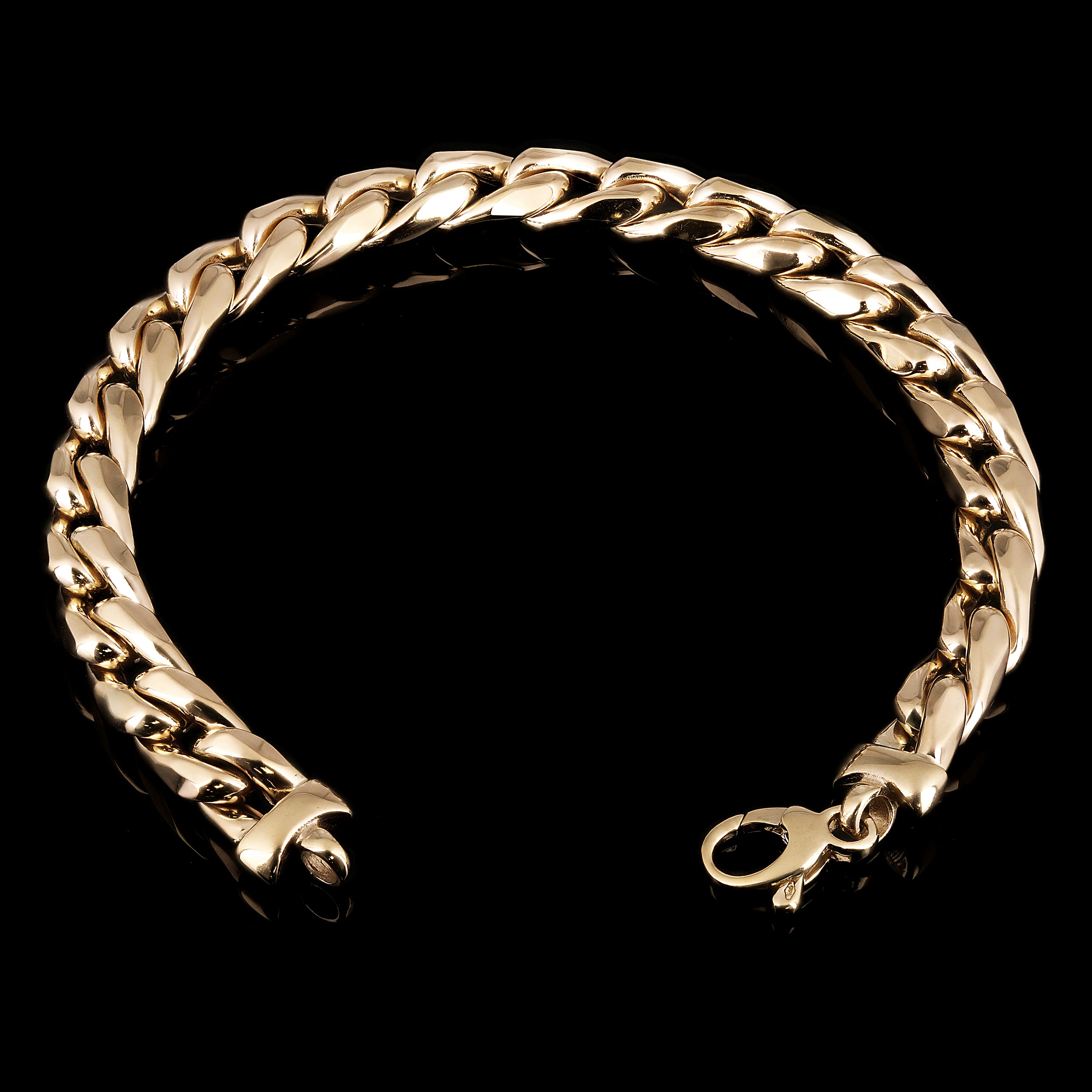 Italian 14k Yellow Gold Hollow Curb Link Bracelet 8.25" 7.8mm 16.2 grams
