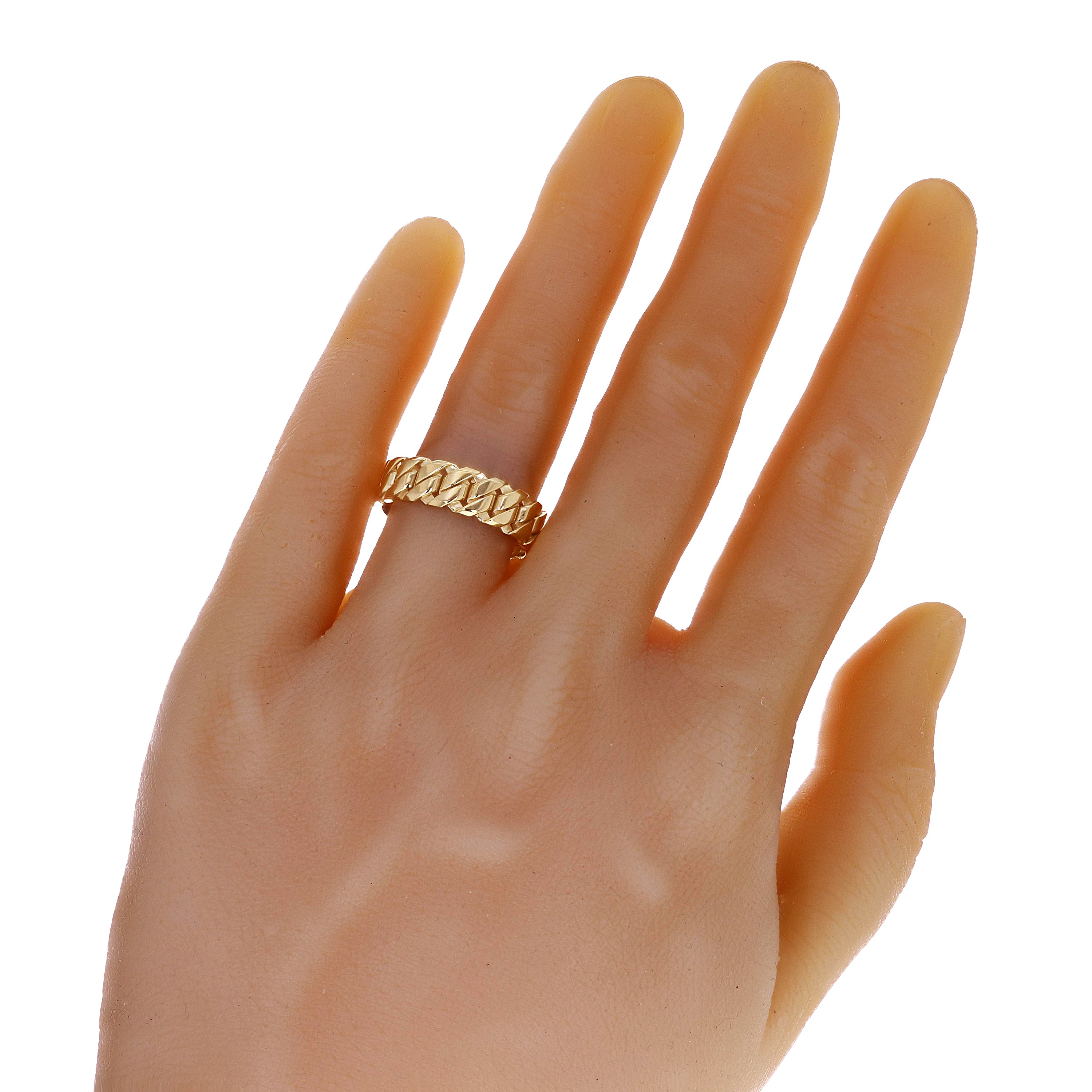 14k Yellow Gold Cuban Link Ring Chain Ring Band Size 10.5 - 6.5mm - 7.3 grams