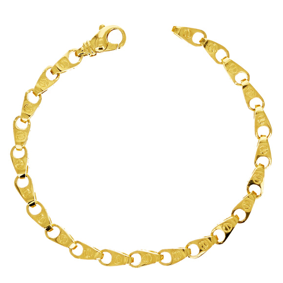 10k Yellow Gold Solid Handmade Fashion Link Bracelet 6mm 7