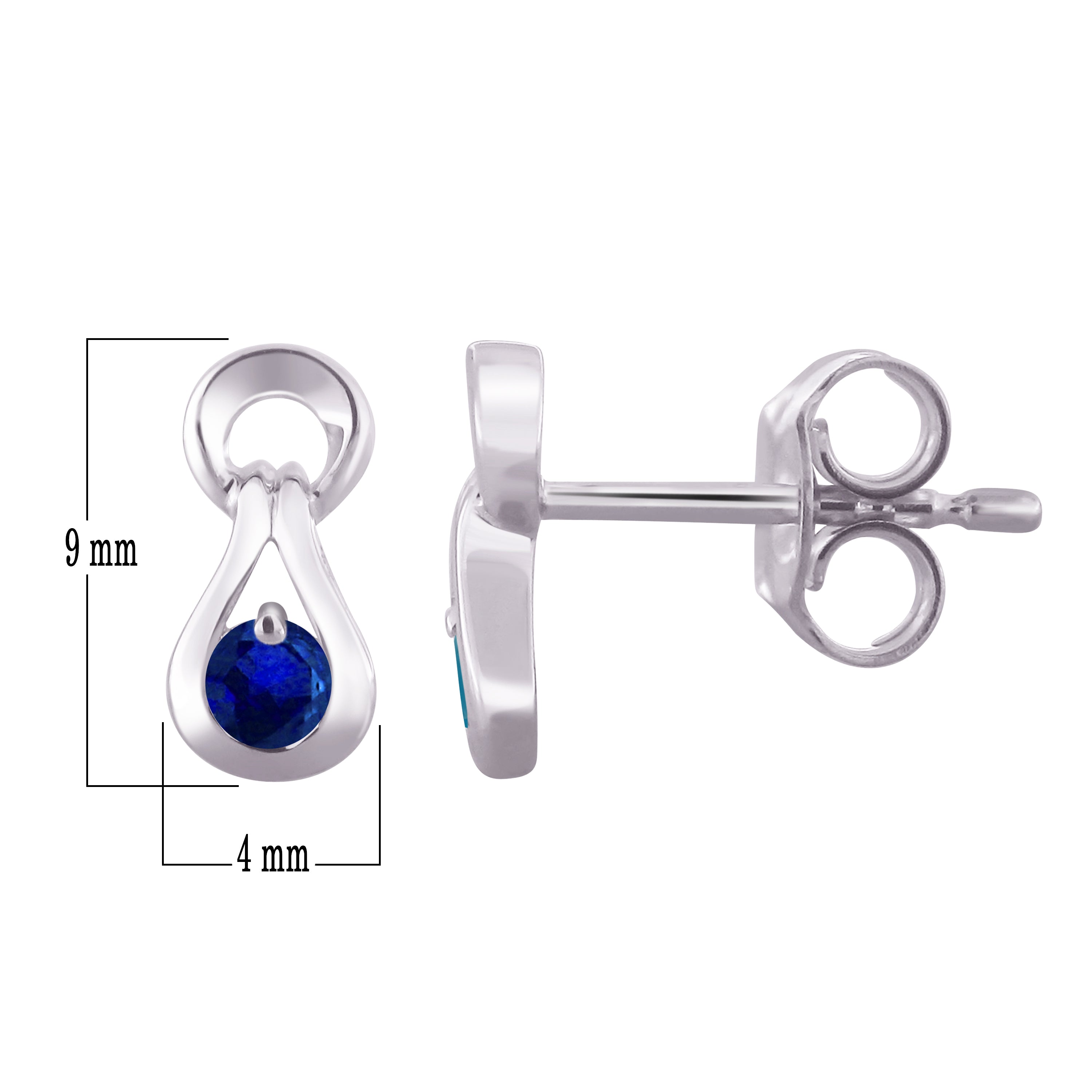 10k White Gold Sapphire Petite Drop Modern Stud Earrings - Sapphire