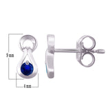 10k White Gold Sapphire Petite Drop Modern Stud Earrings - Sapphire