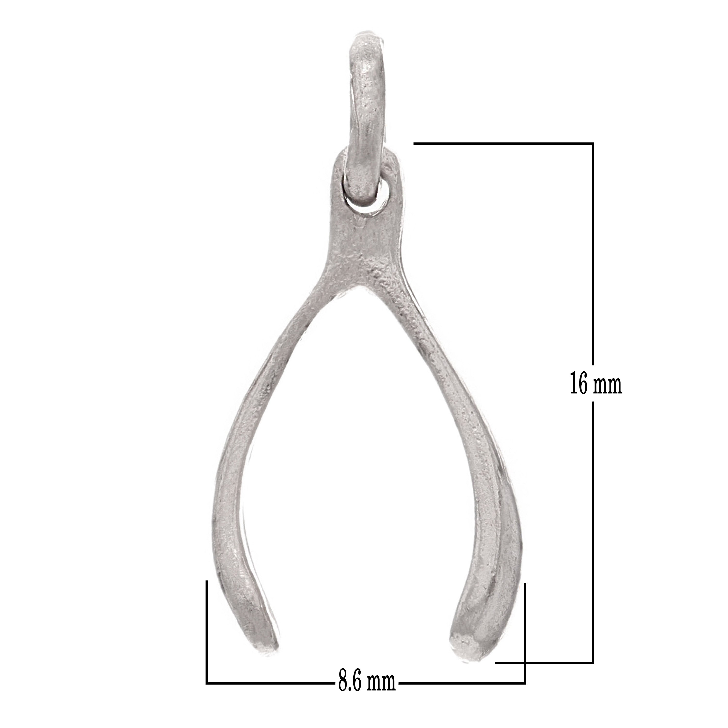 14k White Gold Luck Wish Bone Pendant - White