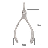 14k White Gold Luck Wish Bone Pendant - White