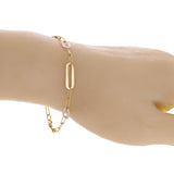 Italian 14k Two-Tone Gold Paperclip Link Bracelet 7" 5.4mm 2.6 grams