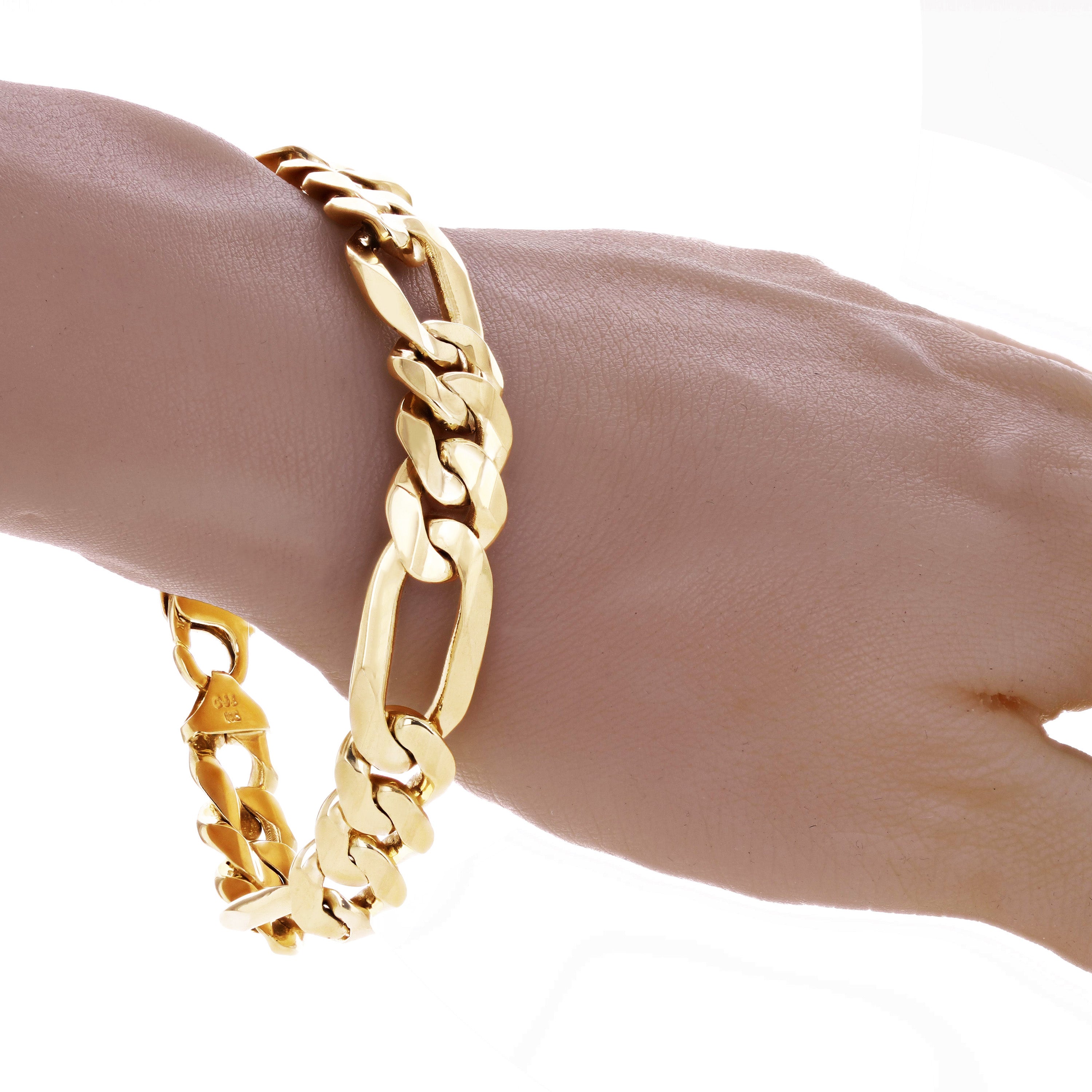 14k Yellow Gold Solid Heavy Figaro Link Chain Bracelet 9.5" 12.7mm 59.7 grams