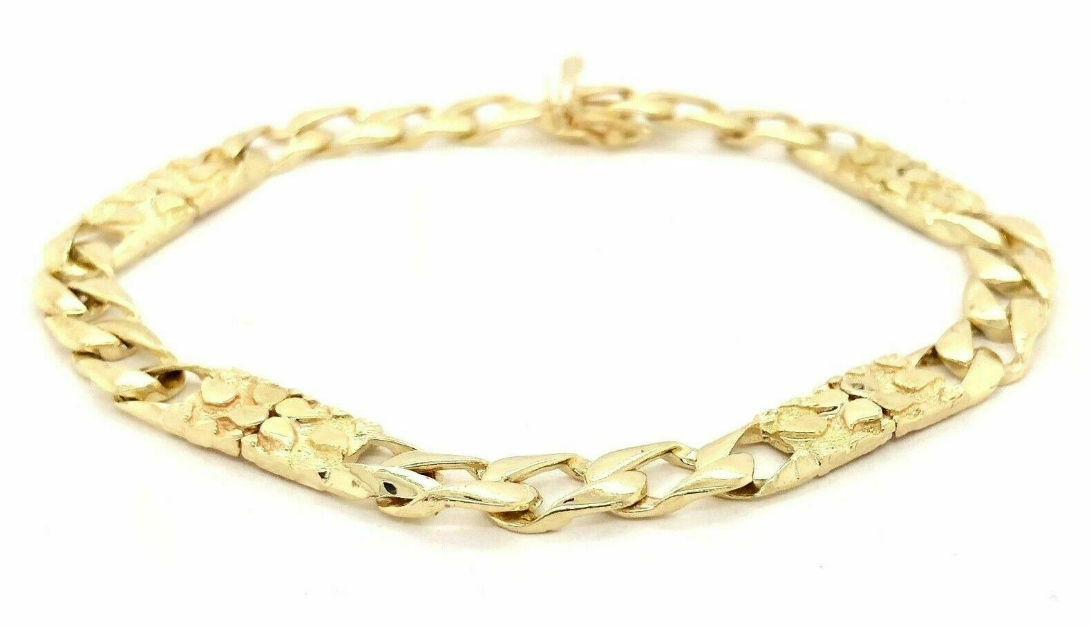 10k Yellow Gold Cuban Nugget Bracelet 8" 6.5mm 11.5 grams