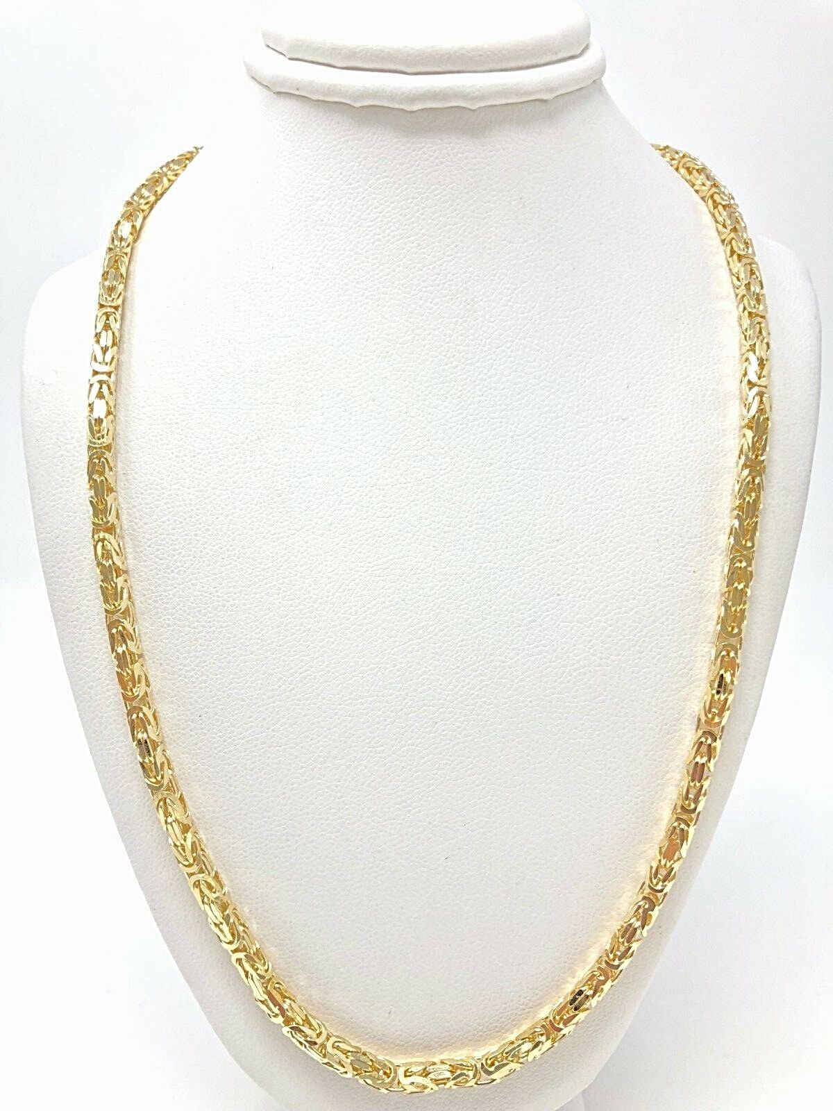 14k Yellow Gold Solid Square Byzantine Chain Necklace 20" 3.5mm 40.3 grams