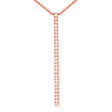 14k Rose Gold 1/4 ctw Diamond-Accented Vertical Bar Pendant Necklace 18" - Rose