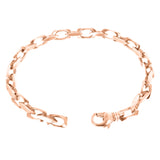 14k Rose Gold Solid Handmade Rectangle Link Chain Bracelet 7" 5.5mm 27.8 grams - Rose,7" 27.8 grams