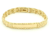 14k Yellow Gold Nugget ID Bracelet 8" 10mm 25.5 grams
