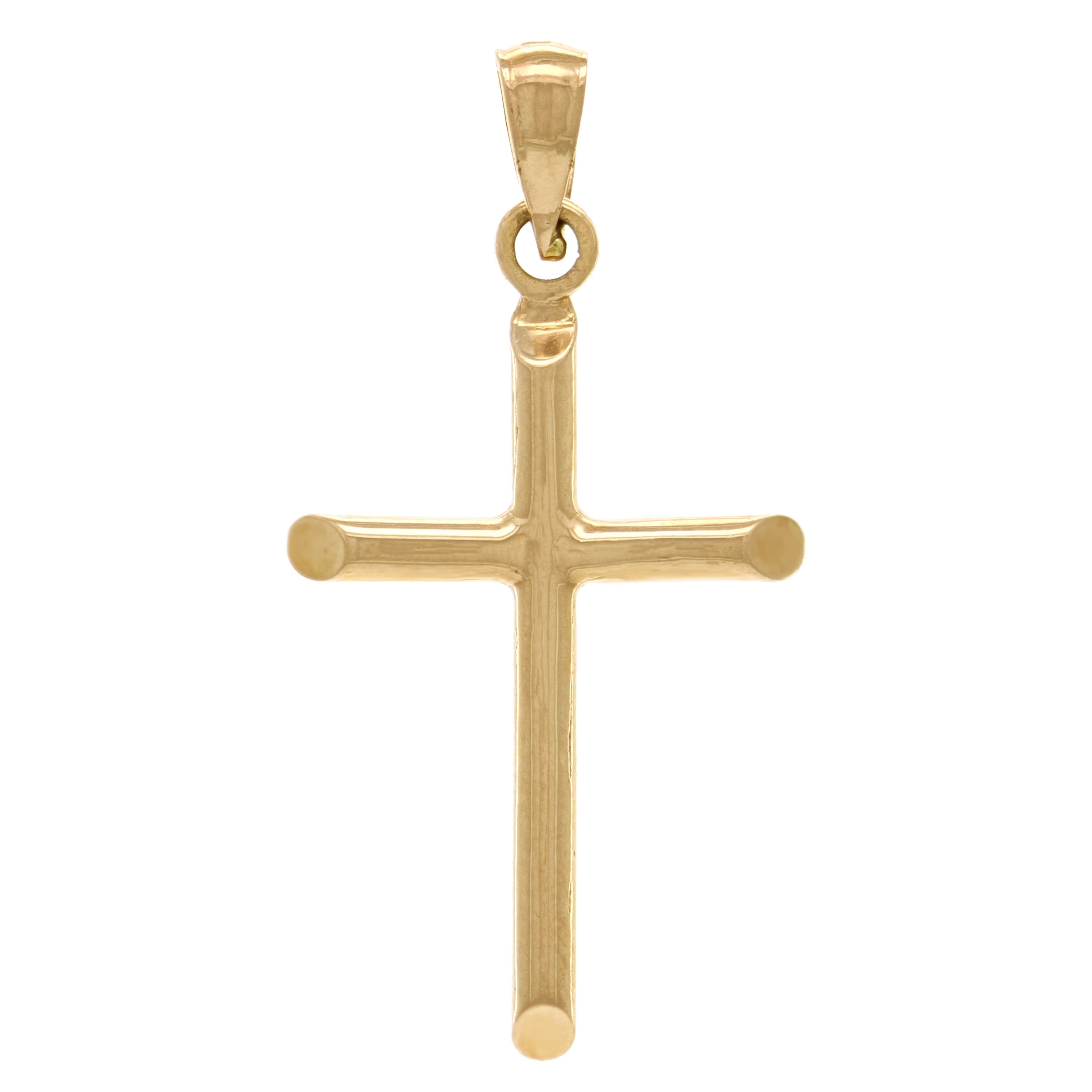 14k Yellow Gold Solid Plain Cross Religious Charm Pendant 1.35" 2.4 grams Small