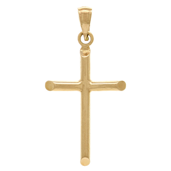 14k Yellow Gold Solid Plain Cross Religious Charm Pendant 1.35