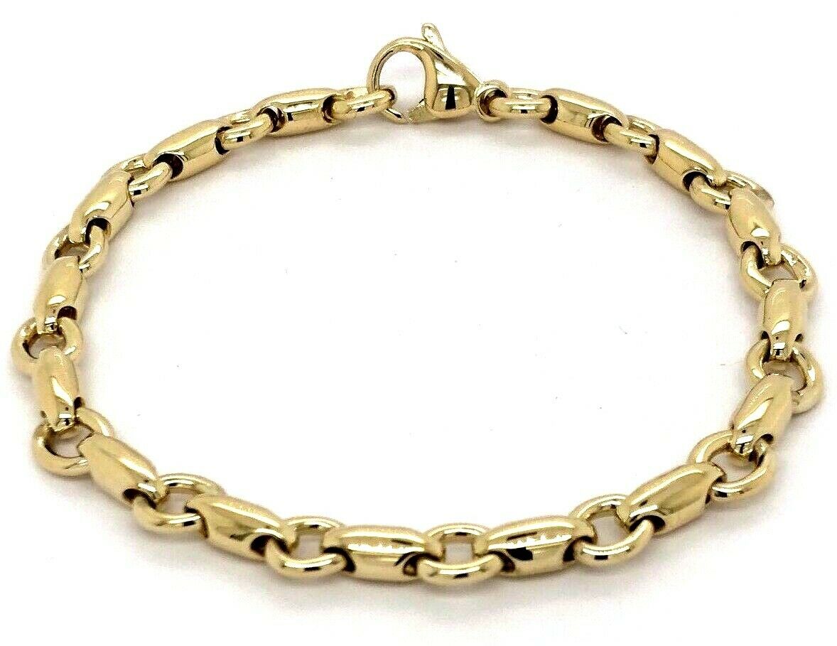 14k Yellow Gold Handmade Fashion Link Bracelet 7.5" 6.3mm 17 grams - Yellow,7.5"