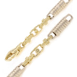 10k Two Tone Gold Handmade Spring Barrell & Greek Link Bracelet 7" 7mm 22.5 gram - 7"