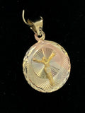14k Tri Color Gold Cross Jesus Christ Crucifix Medal Charm Pendant 23.6mm 1.3g