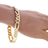 14k Yellow Gold Solid Heavy Figaro Link Chain Bracelet 9.25" 10.7mm 43 grams - 9.25"