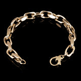 Italian 14k Yellow Gold Hollow Fancy Open Oval Link Bracelet 7.5" 7.6mm 10.2g