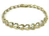 14k Yellow Gold Half Plain & Nugget Heart Link Bracelet 7.5" 8.6mm 13.9 grams - Yellow,7.5"