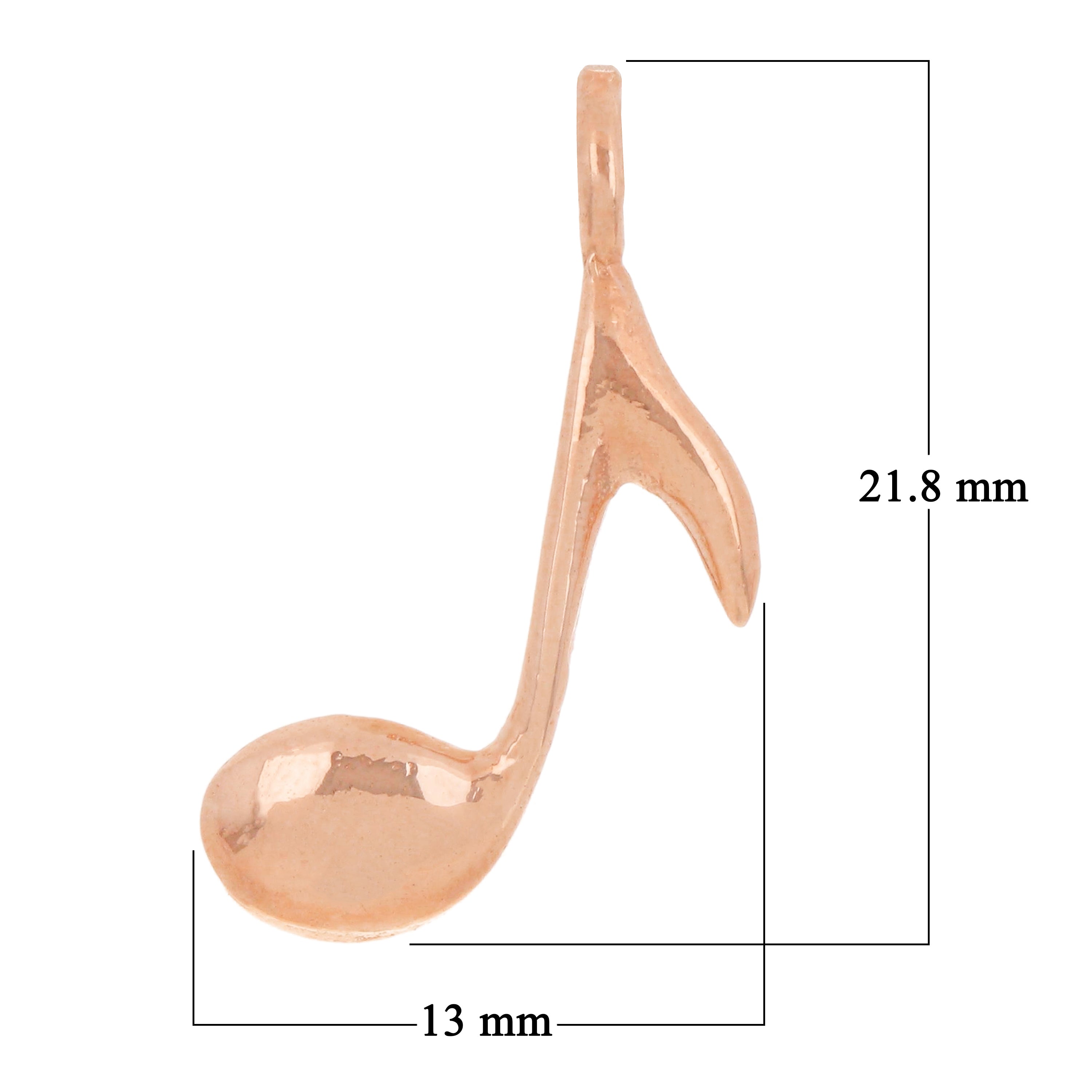 14k Rose Gold Musical Note 8th Note Music Note Charm Pendant 0.9 gram - Rose