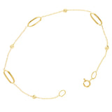 Italian 14k Yellow Gold Ball Beads & Paper Clip Link Bracelet 7" 1.6 grams