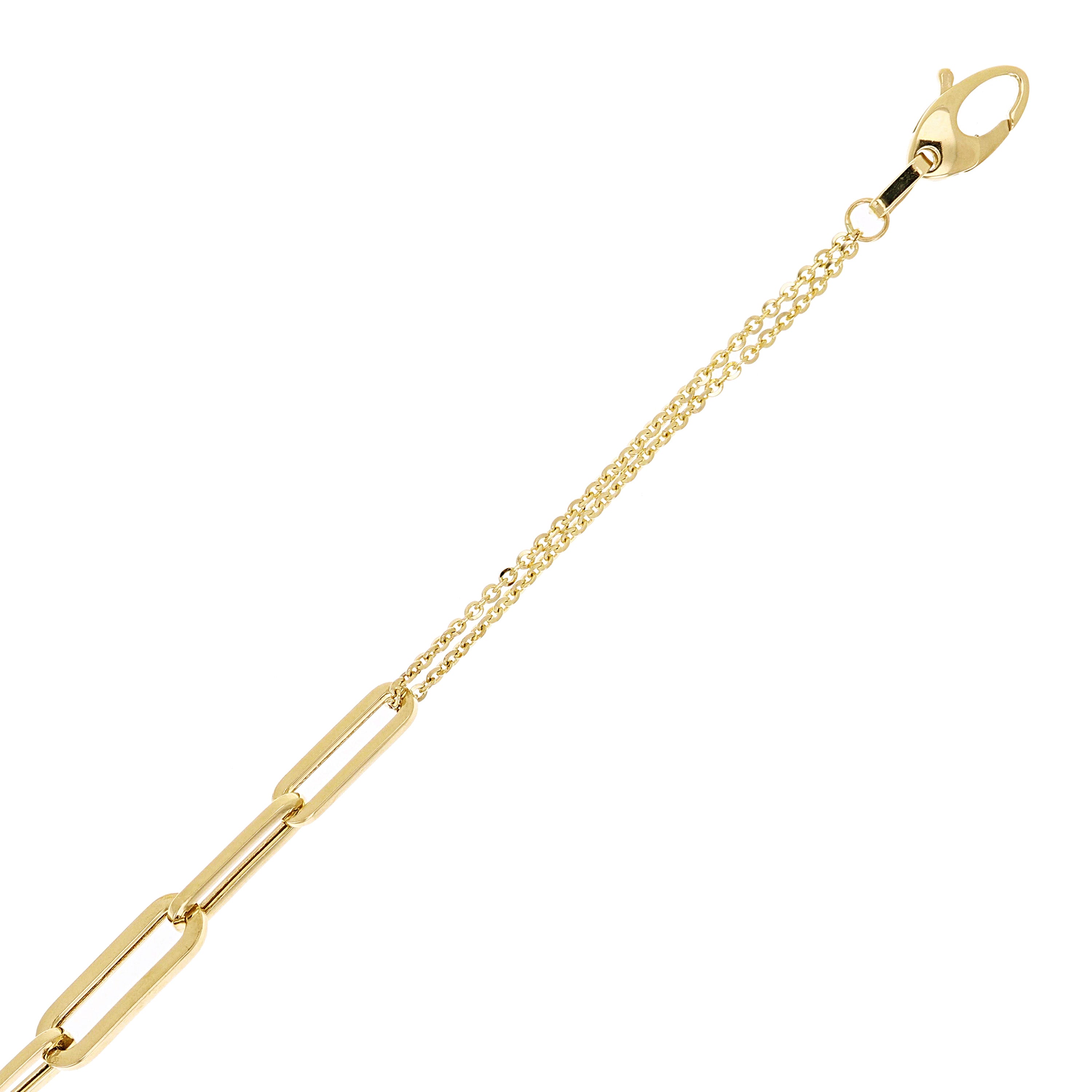 Italian 14k Yellow Gold Gold Paper Clip Link Rolo Chain Bracelet 7.5" 3 grams