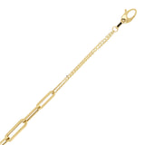 Italian 14k Yellow Gold Gold Paper Clip Link Rolo Chain Bracelet 7.5" 3 grams