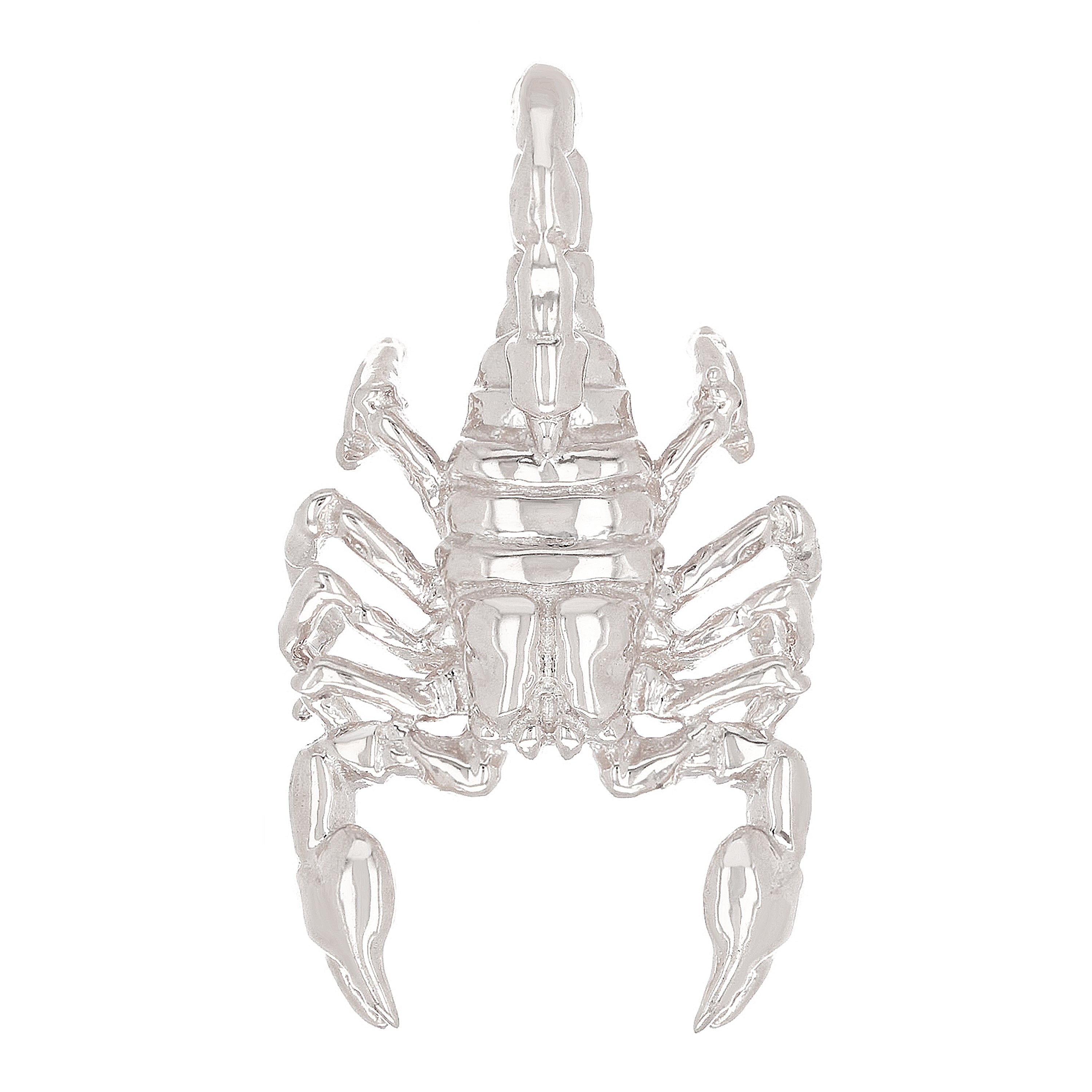 10k White Gold Solid Scorpion Pendant Insect Charm 1.2" 5 grams - White