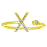 14k Yellow Gold Diamond Initial Letter X Ring Size 6 - Letter X,Yellow