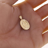 Italian 14k Yellow Gold Miraculous Medal Charm Pendant 25mm x 13.7mm 1.5 grams
