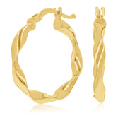 Italian 14k Yellow Gold High Polished Twisted Hoop Earrings 23mmx3mm 1.5 grams