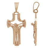 14k Rose Gold Jesus Crucifix Cross Religious Charm Pendant 1.2" 4.1 grams