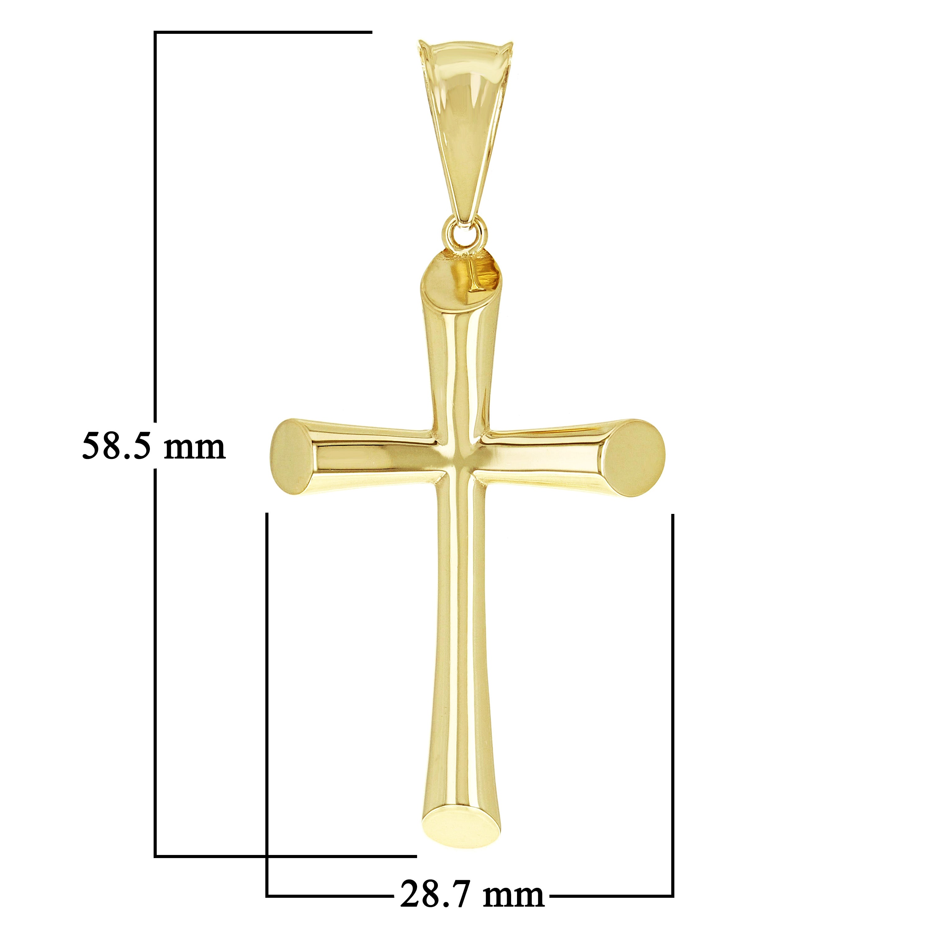 Italian 14k Yellow Gold Hollow High Polish Plain Cross Charm Pendant 2.3" 3.7g