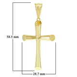 Italian 14k Yellow Gold Hollow High Polish Plain Cross Charm Pendant 2.3" 3.7g