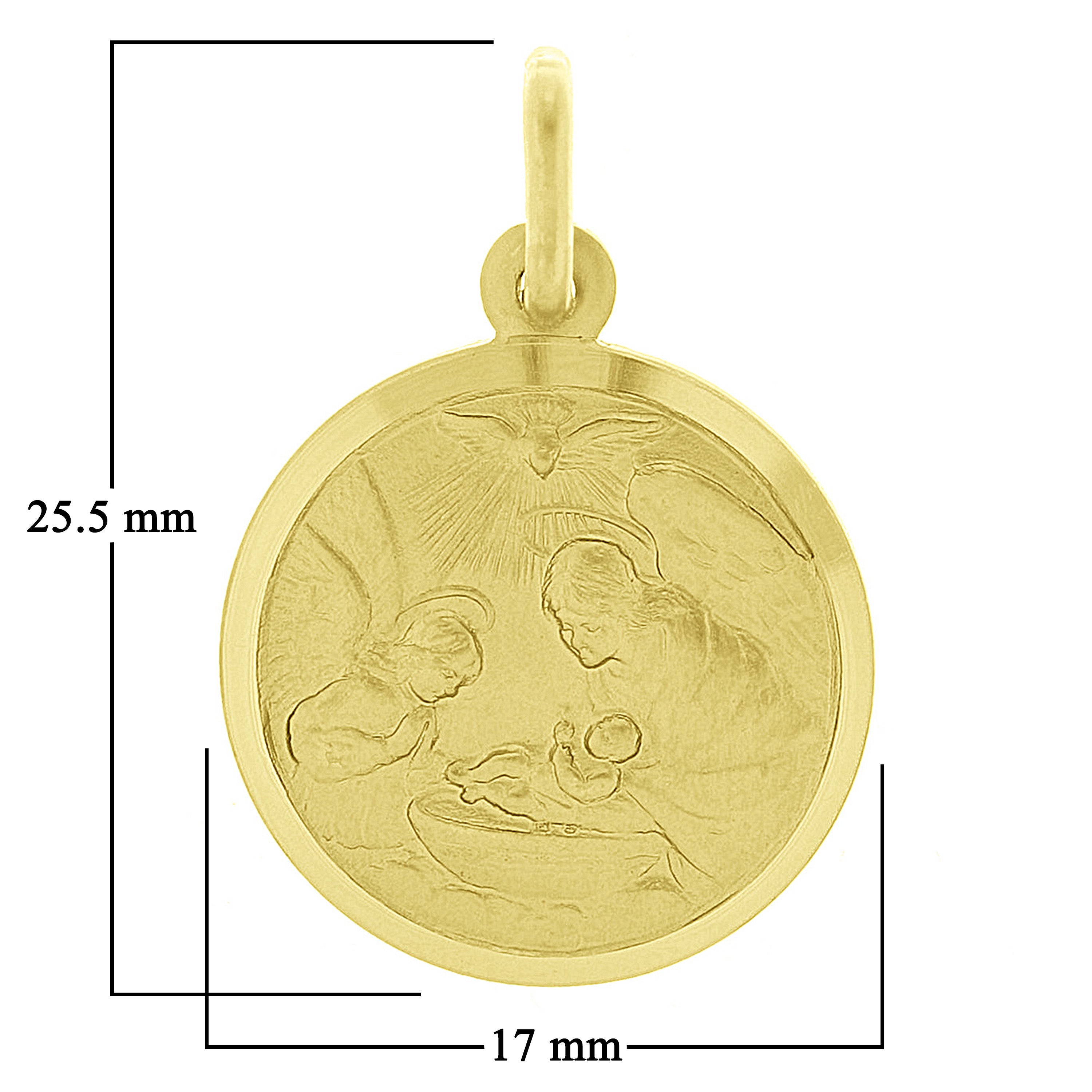 Italian 14k Yellow Gold Baptism Medal Charm Pendant 1" 2.9 grams