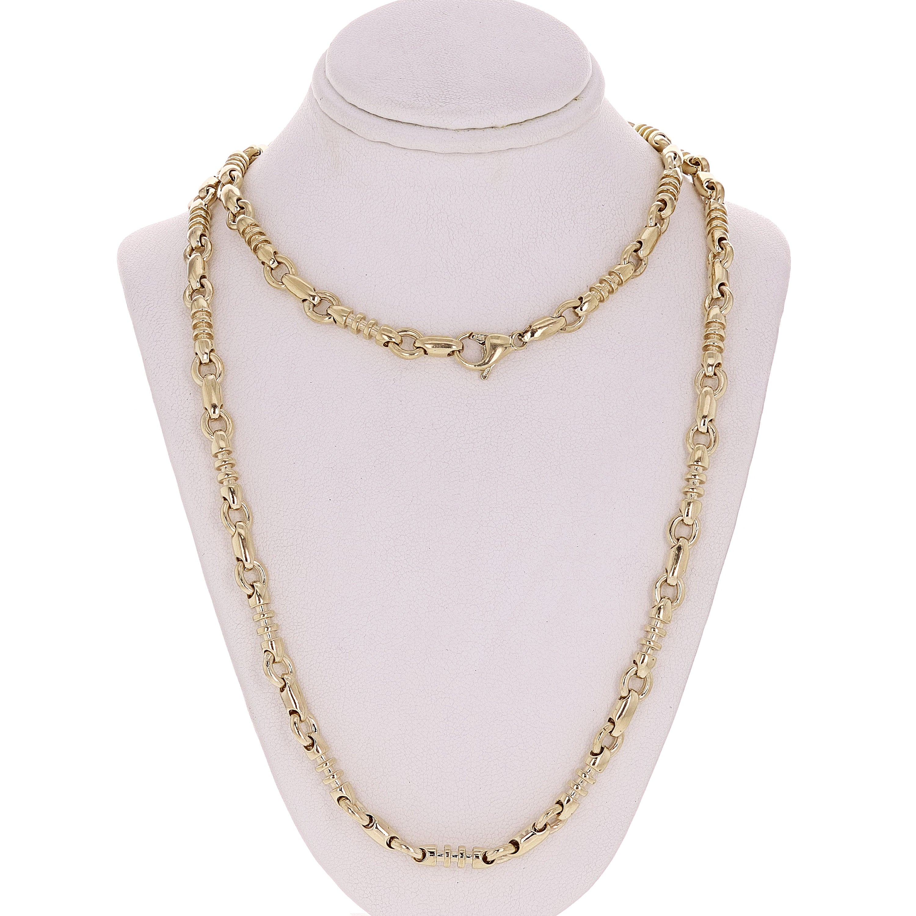 14k Yellow Gold Handmade Fashion Link Necklace 24" 6.5mm 67 grams