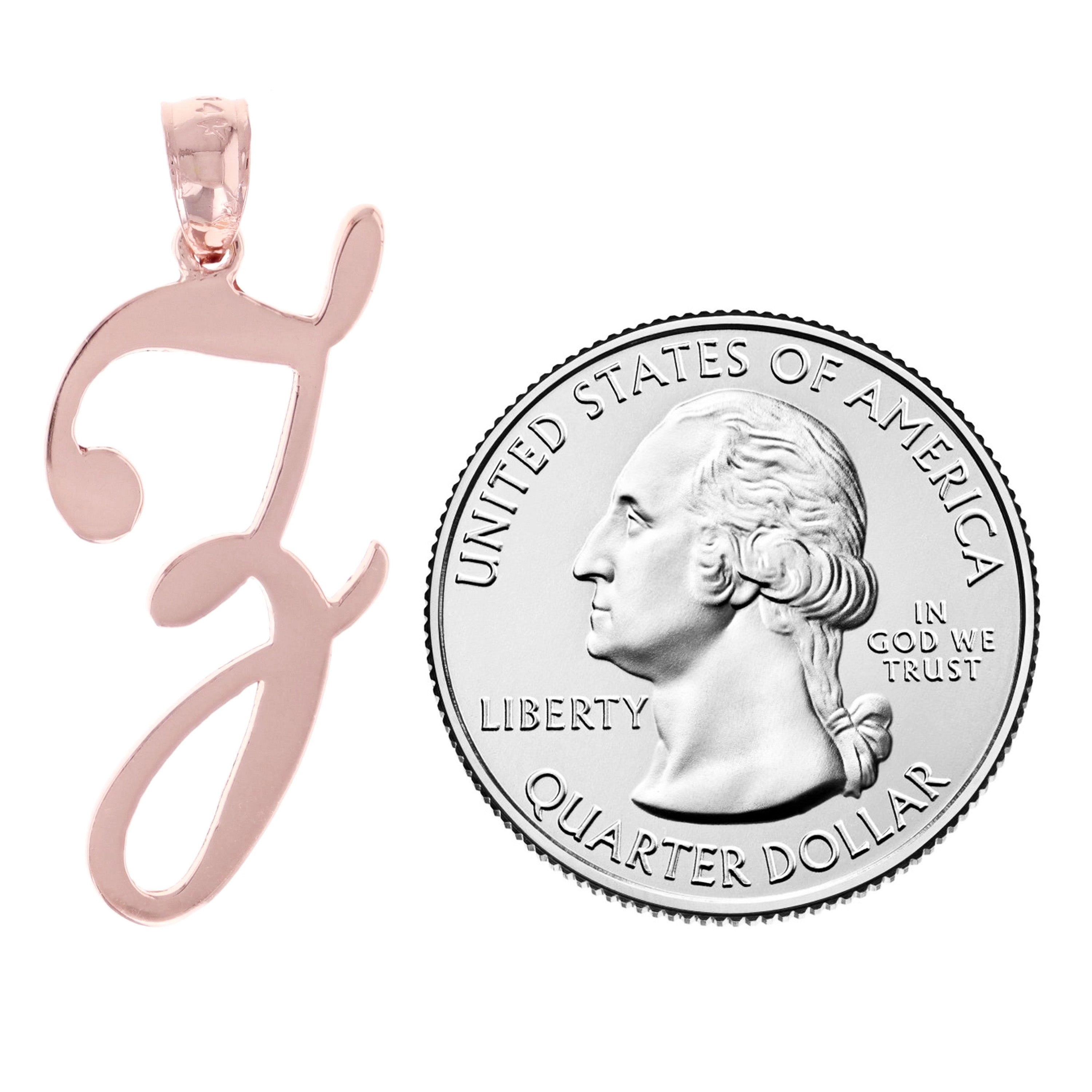 14k Rose Gold Initial Letter Z Alphabet Charm Pendant - Letter Z,Rose