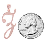14k Rose Gold Initial Letter Z Alphabet Charm Pendant - Letter Z,Rose